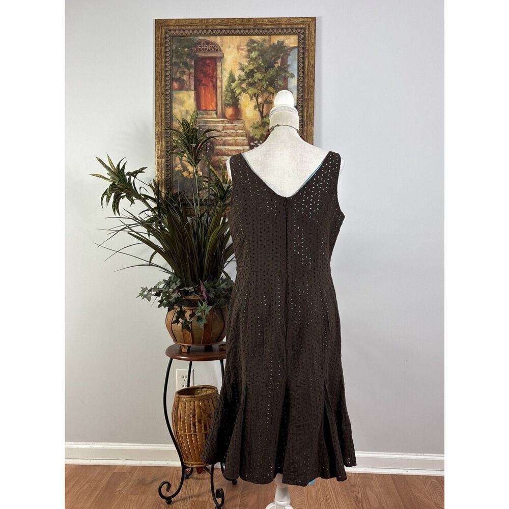 Gabriella Skye New York Dress Womens Size 12 Brown Eyelet Sleeveless Lined - Picture 5 of 10